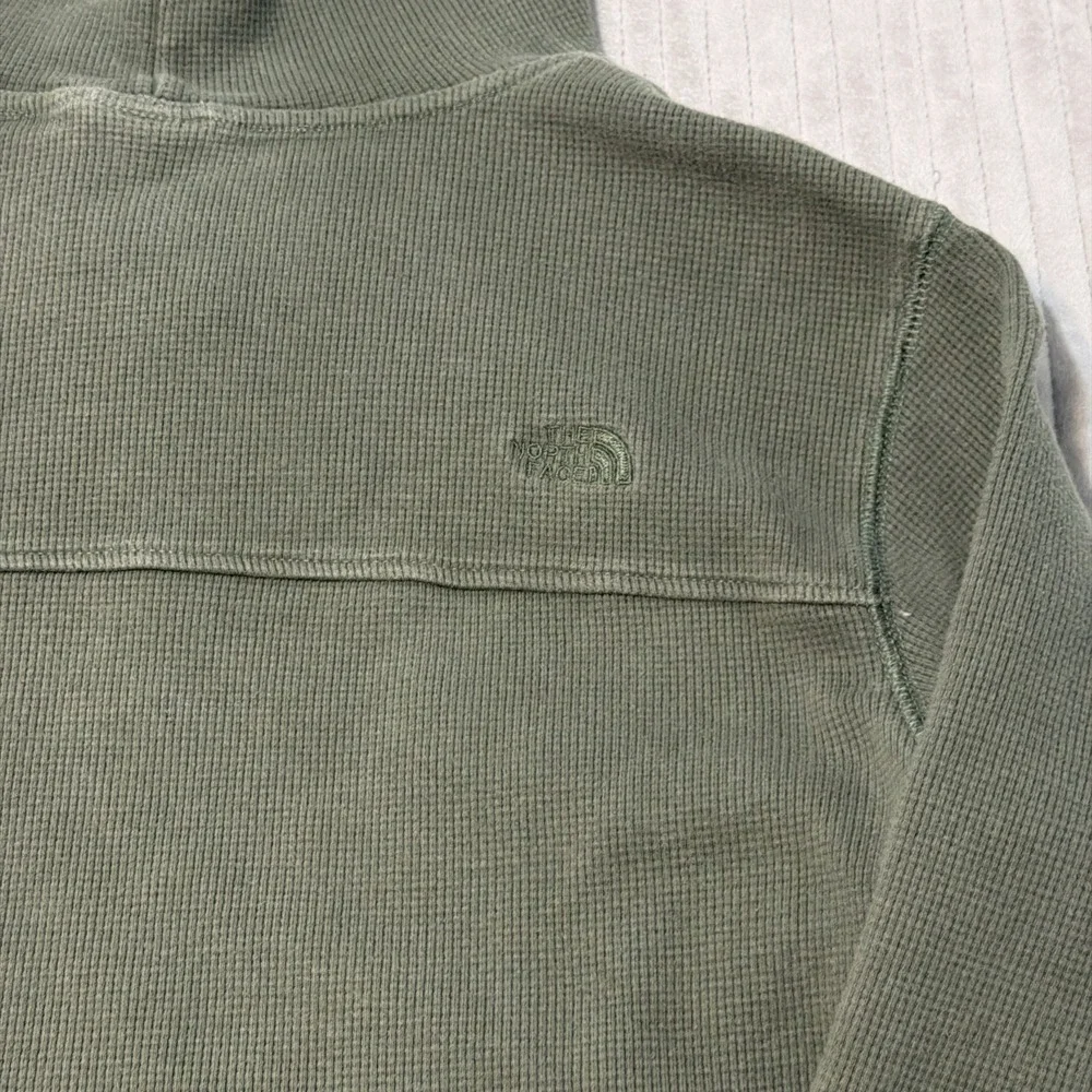 North Face Gorpcore Outdoors Hiking Waffle Knit Thermal Hoodie Mens Medium Green